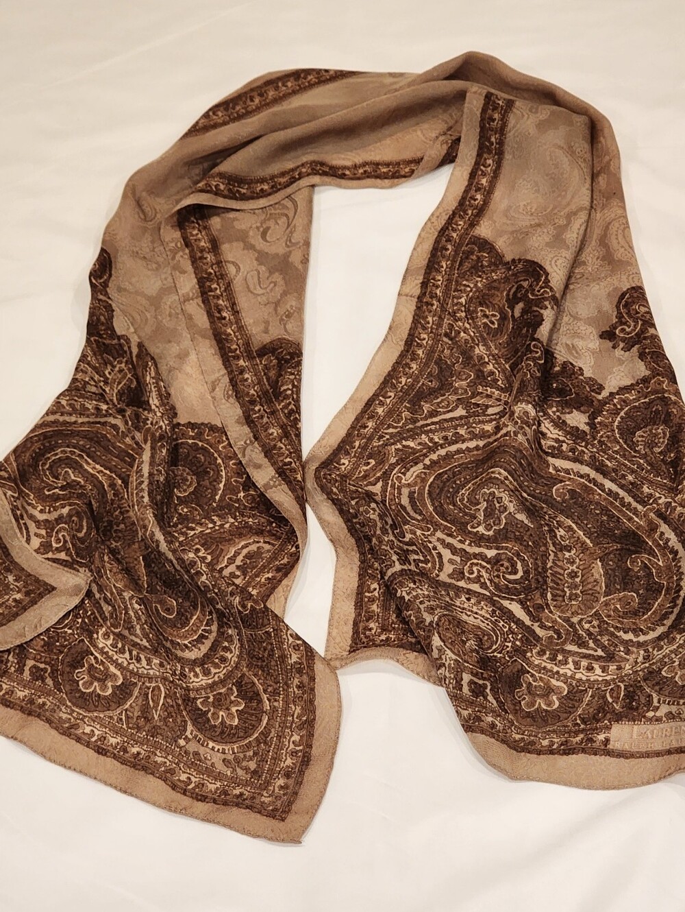 Lauren Ralph Lauren Brown Paisley Sheer Scarf